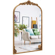 Väggspegel – Guldfärgad traditionell vintagebarockspegel med metallram Antik bågspegel – 90 cm x 61 cm – Guld