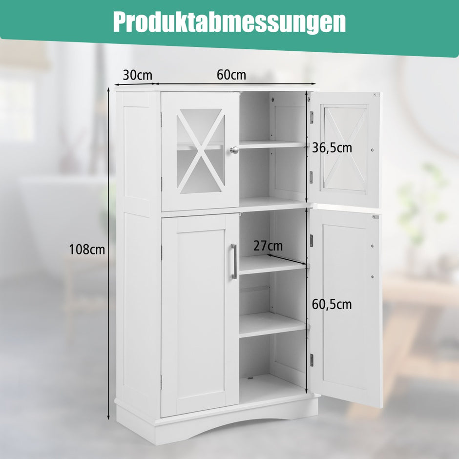 Toalettskåp – för badrummet Tvättskåp med dörrar – 60 x 30 x 108 cm – Vit