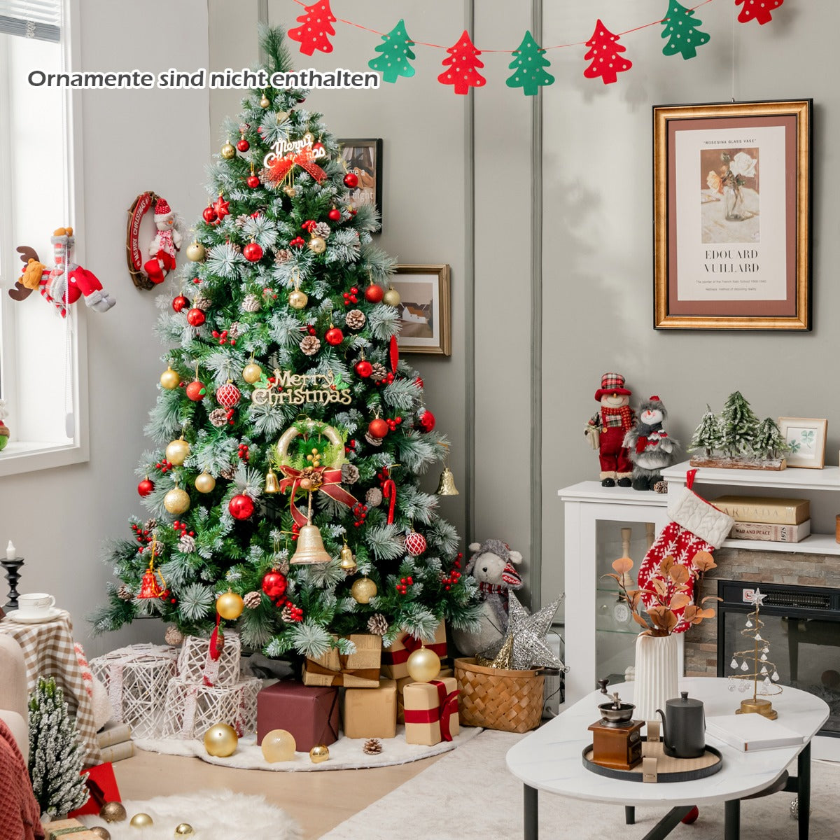 X – Julgran med LED ljus bär + – 215 cm Ø 125 – Grön och vit
