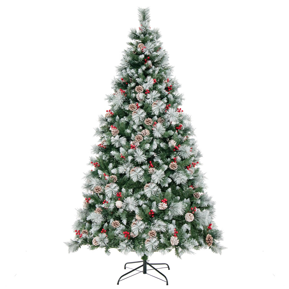X – Julgran med LED ljus bär + – 215 cm Ø 125 – Grön och vit