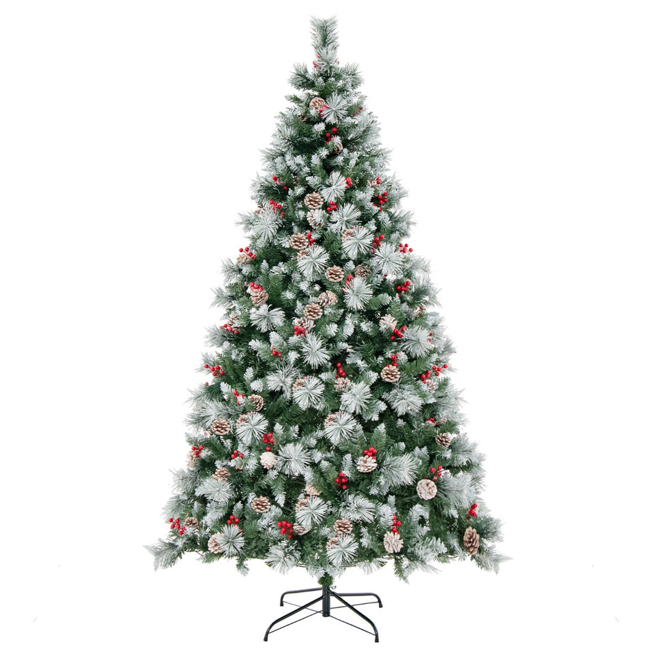 X – Julgran med LED ljus bär + – 215 cm Ø 125 – Grön och vit