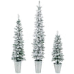 Set – med konstgjorda julgranar snö och metallbas + – 3 90 120 150 cm – Grön och vit