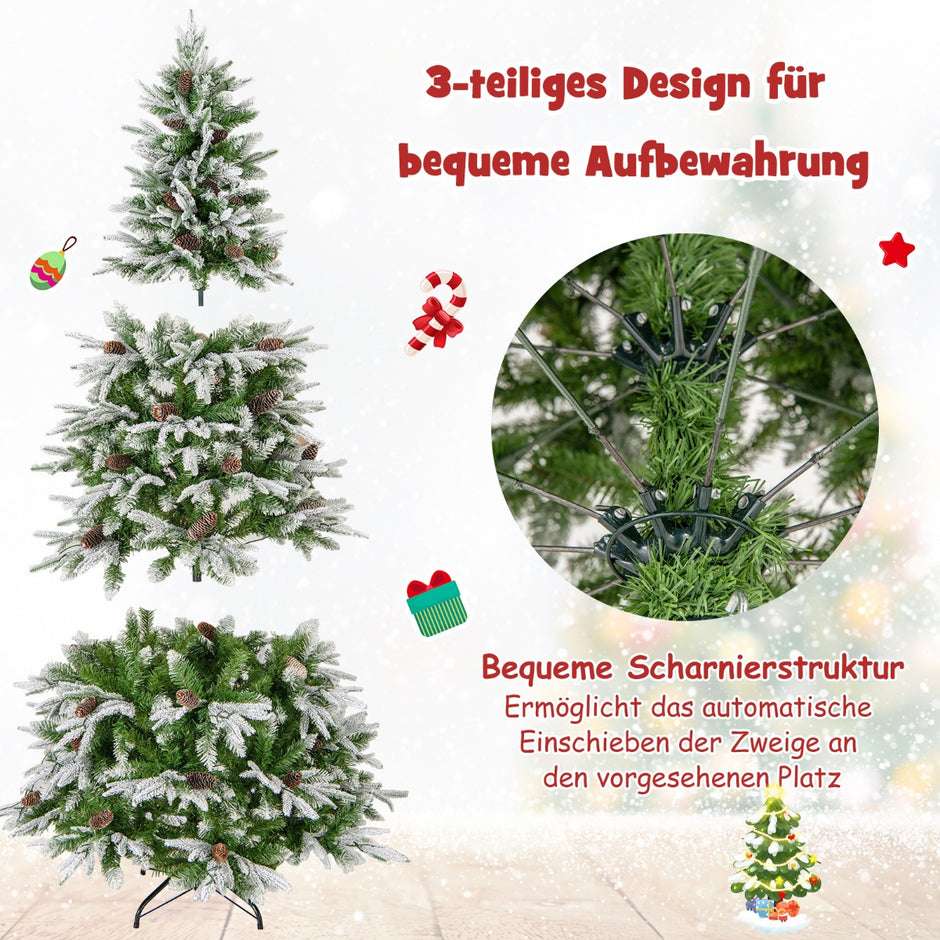 Hög – upplyst julgran snötäckt med gångjärnsstruktur – 190 cm – Grön