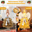 Konstgjord – julgran med ängelfigur Juldekoration varmvita LED lampor – Guld
