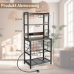 Vinbarsskåp – industriellt vinställ med nivåer av glashållare vintage – 4 76 x 48 x 162,5 cm – Rustik brun