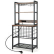 Vinbarsskåp – industriellt vinställ med nivåer av glashållare vintage – 4 76 x 48 x 162,5 cm – Rustik brun