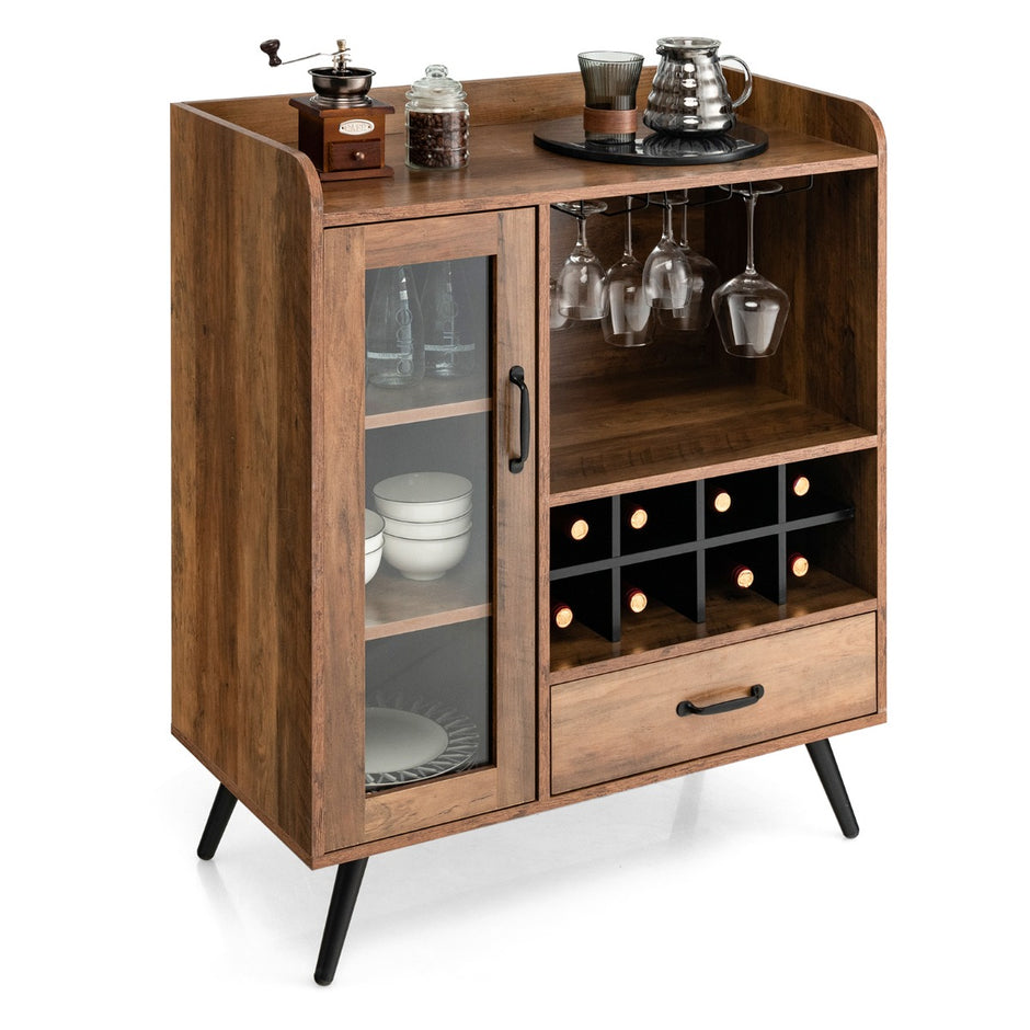 Vinskåp – för hemspritskåp med dörr och låda – 80 x 40 x 95 cm – Natur