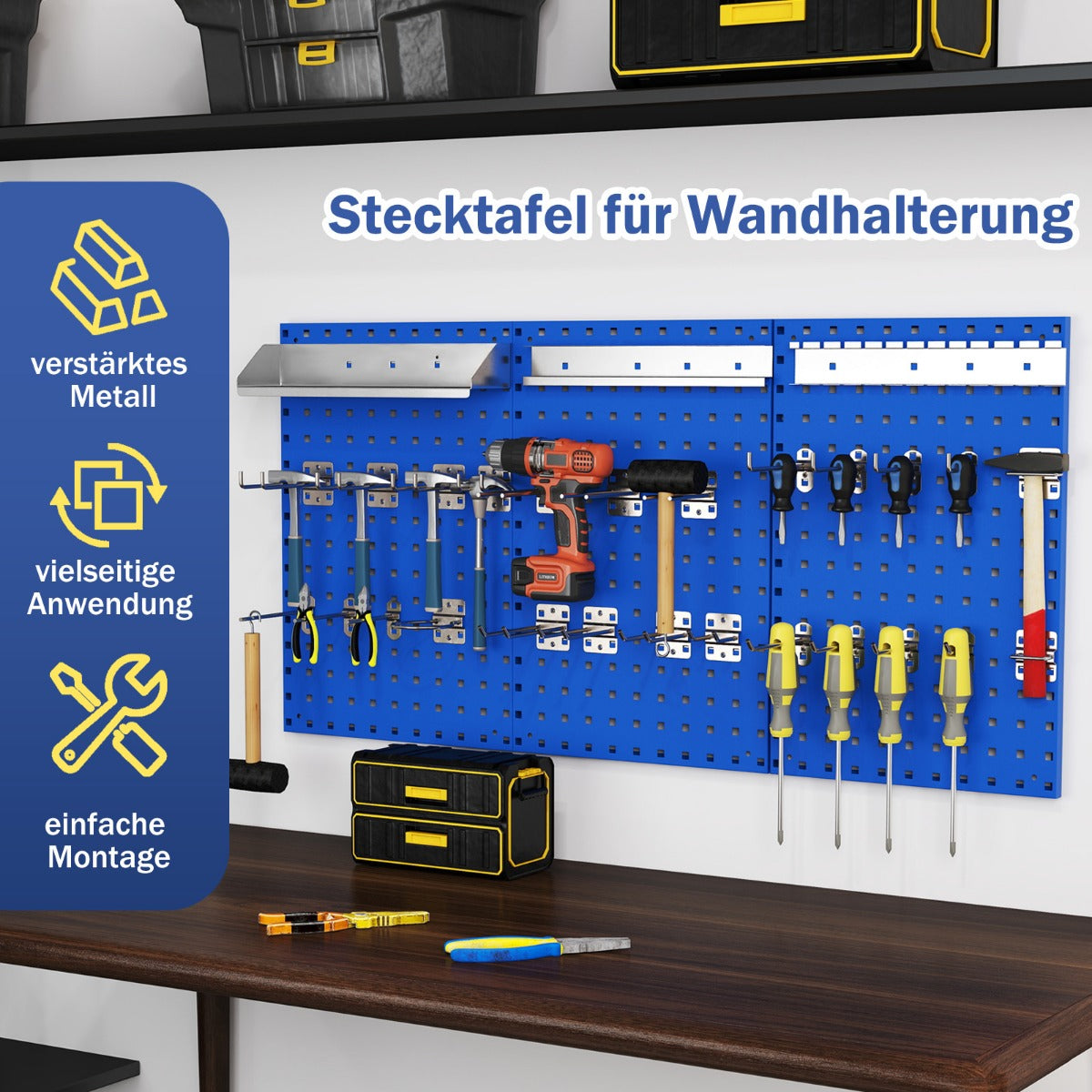 Tool – Wall Pegboard med och delade hängande tillbehör – 3 28 – Blå
