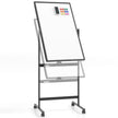 Dubbelsidig – mobil whiteboardtavla med pennfack och tillbehör för skolkontoret – 60 x 90 cm – Svart