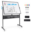 Dubbelsidig – mobil whiteboardtavla med Pegboard och Hjul Stativ – 120 x 90 cm – Svart